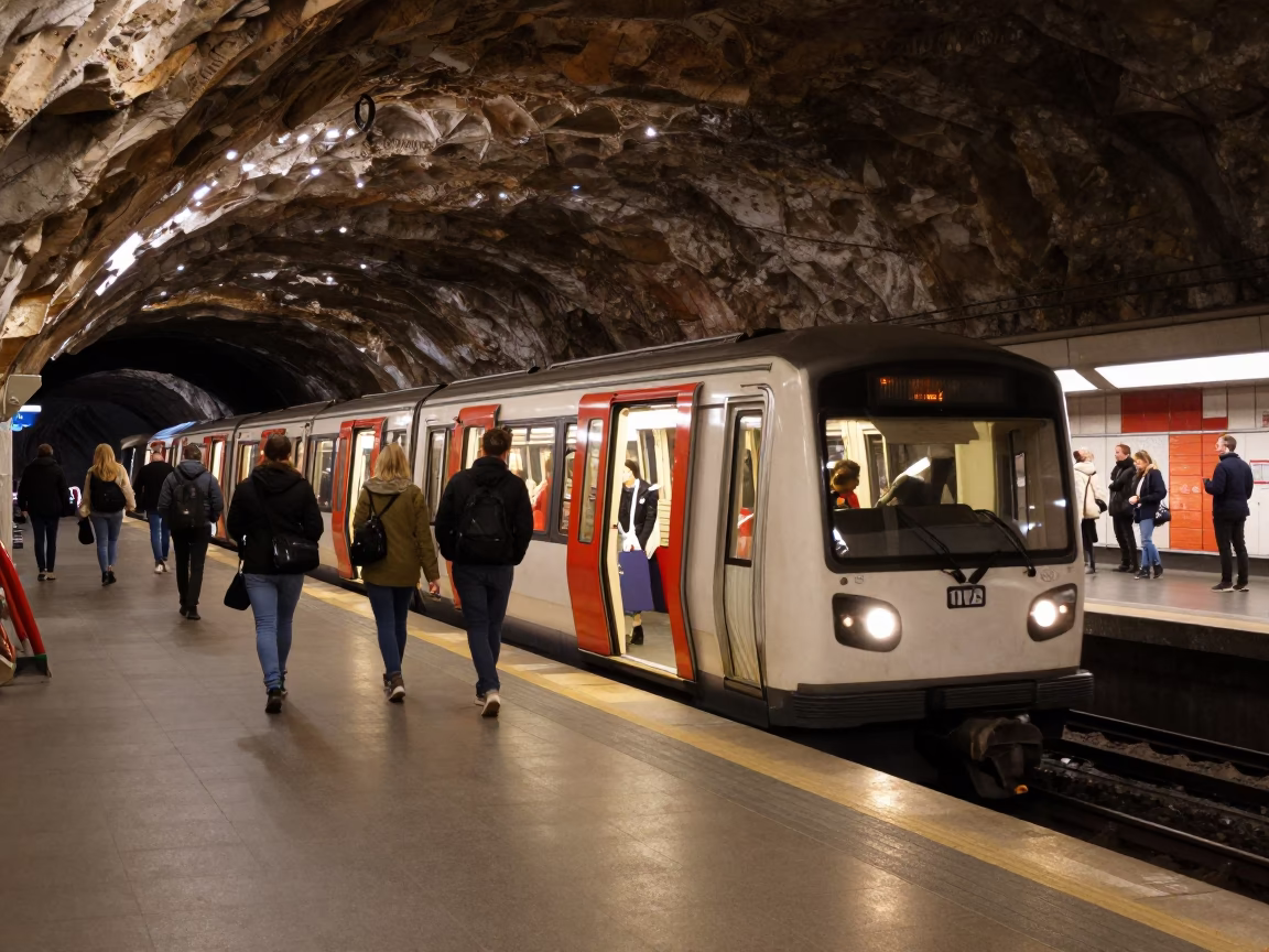 Metro Scene at The Early Evening Light in Stockholm in in Stockholm, Sweden