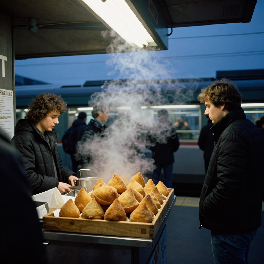 Metro Station Arancini Vendor in Milan in in Milan, Italy