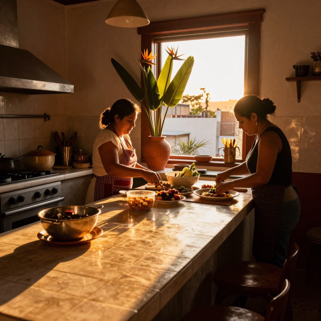 Mexico City Kitchen Scene at Golden Hour in in Mexico City, Mexico