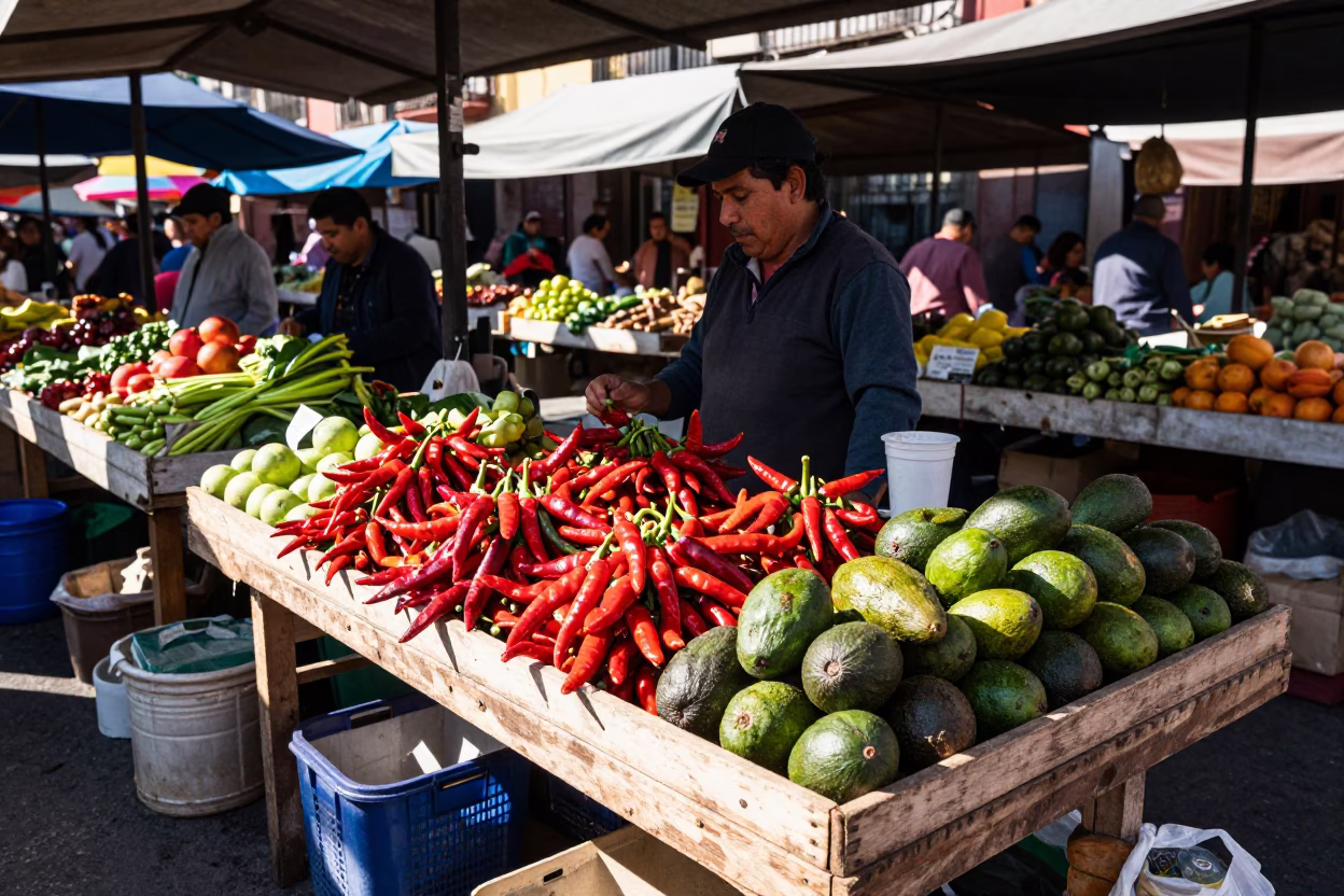 Mexico City Market Stall at Late Morning Light in in Mexico City, Mexico