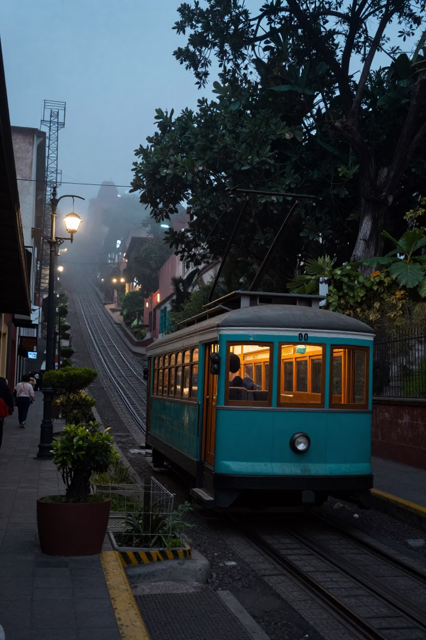 Mexico City Nautical Dawn Funicular Ride and Street Scene in in Mexico City, Mexico