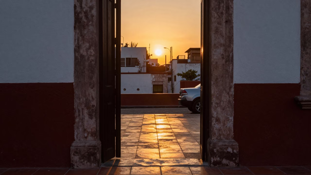 Mexico City Outside Home at As The Sun Drops Toward The Horizon in in Mexico City, Mexico