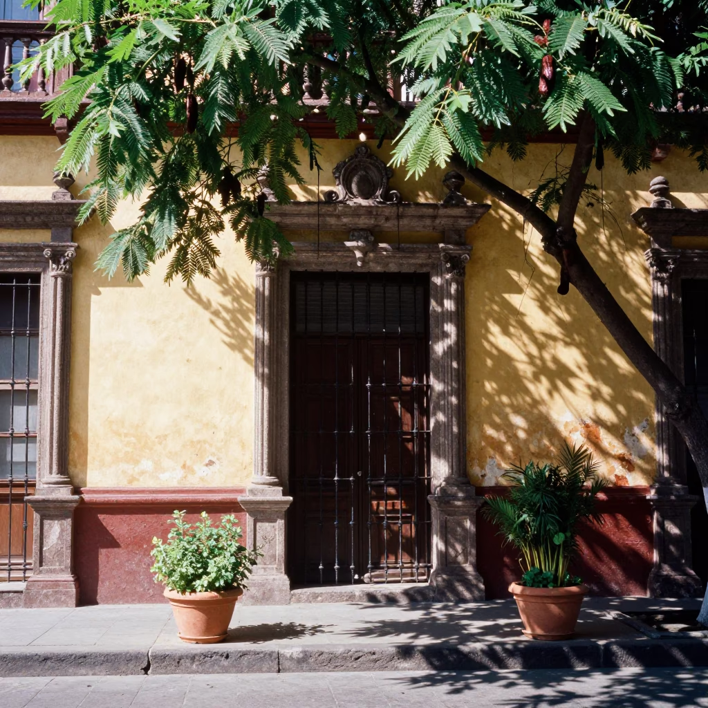 Mexico City Potted Herbs at Midday Light in in Mexico City, Mexico