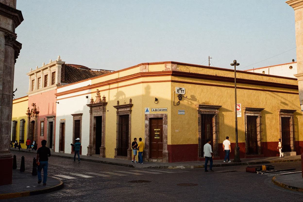 Mexico City Street Scene at The Late Afternoon Light in in Mexico City, Mexico