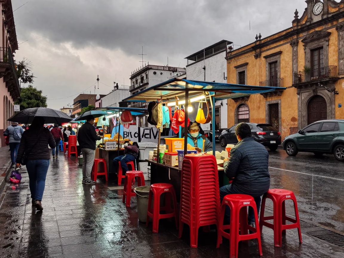 Mexico City Vendor Stall at First Light in in Mexico City, Mexico