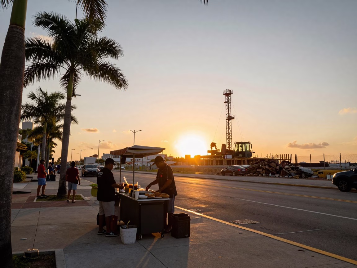 Miami Food Scene at As The Sun Drops Toward The Horizon in in Miami, Florida, United States