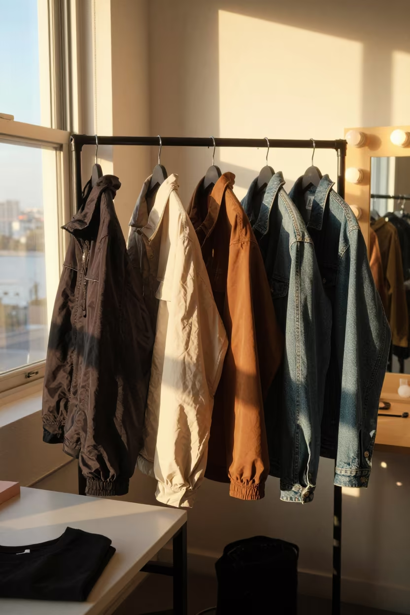 Miami Runway Streetwear Backstage Golden Hour in beside a mirror lined with makeup bulbs in Miami