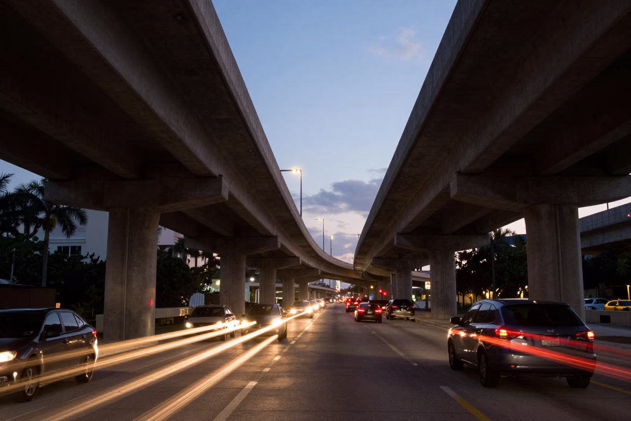 Miami Split Lit at Nautical Dawn Light in in Miami, Florida, United States