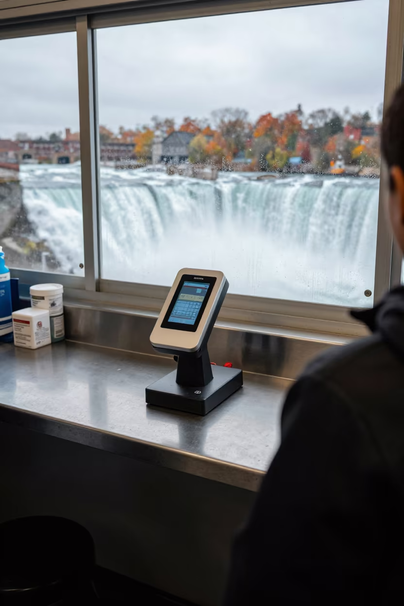 Microchip Scanner Dock at Fish Bagging Counter in inside a fish bagging counter zone in Niagara Falls