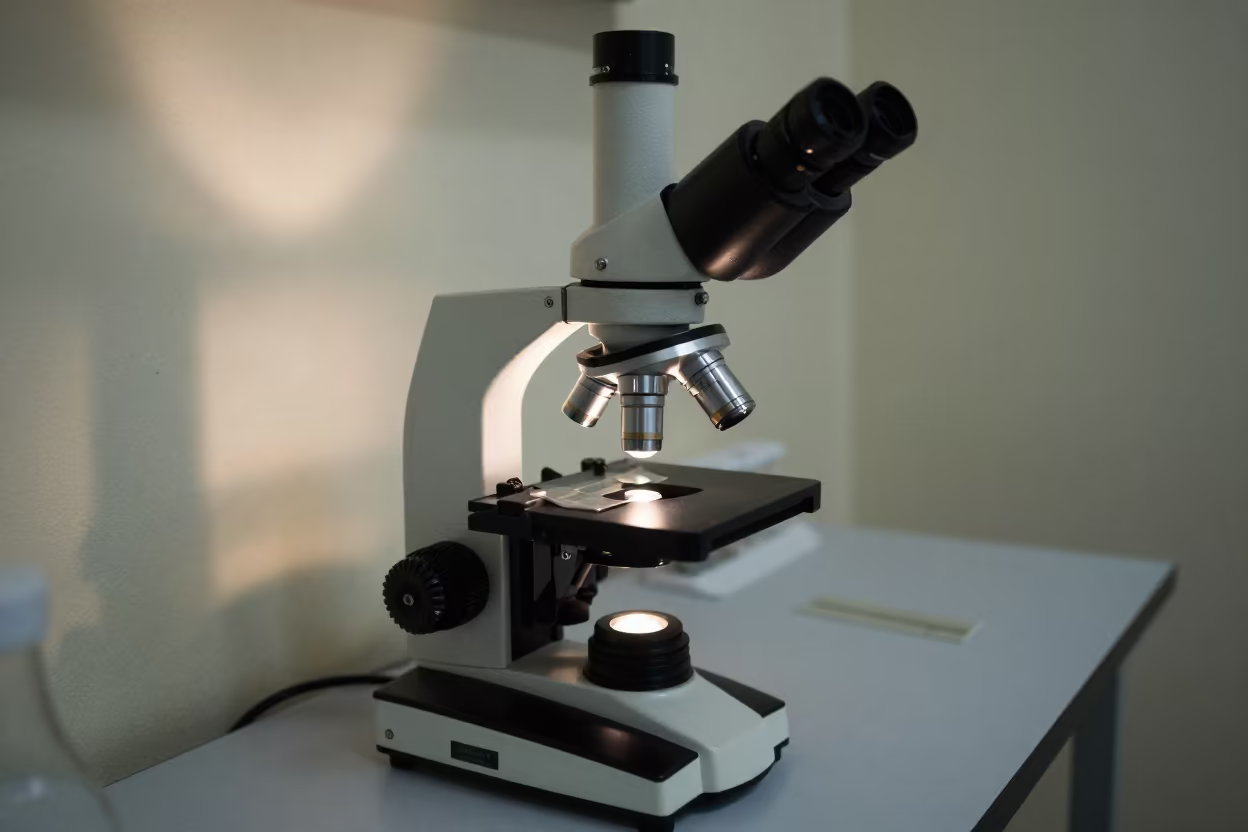 Microscope Lamp Edge on Plankton Slide Santa Marta in at a microscopy bench in Santa Marta