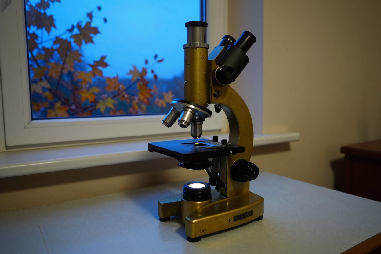 Microscope on Pier Railing in Zakho Autumn in on a pier railing in Zakho