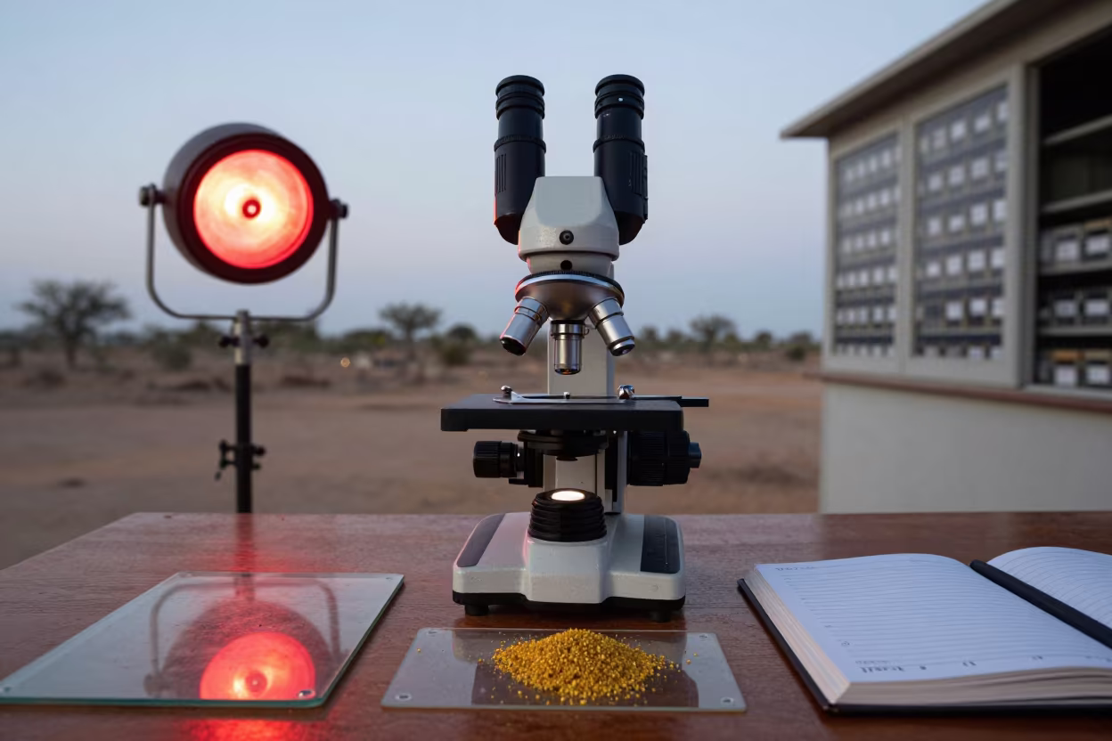 Microscope Slide Pollen Archive Katsina Dry Season in in a specimen archive room near Katsina