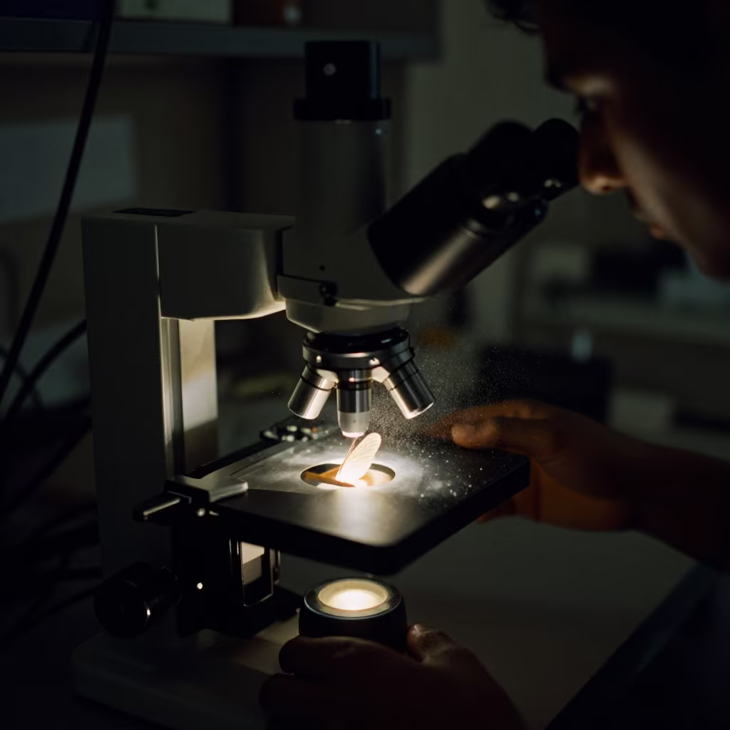 Microscope Stage Insect Wings Monsoon Lab in in a fossil prep lab in Gujranwala