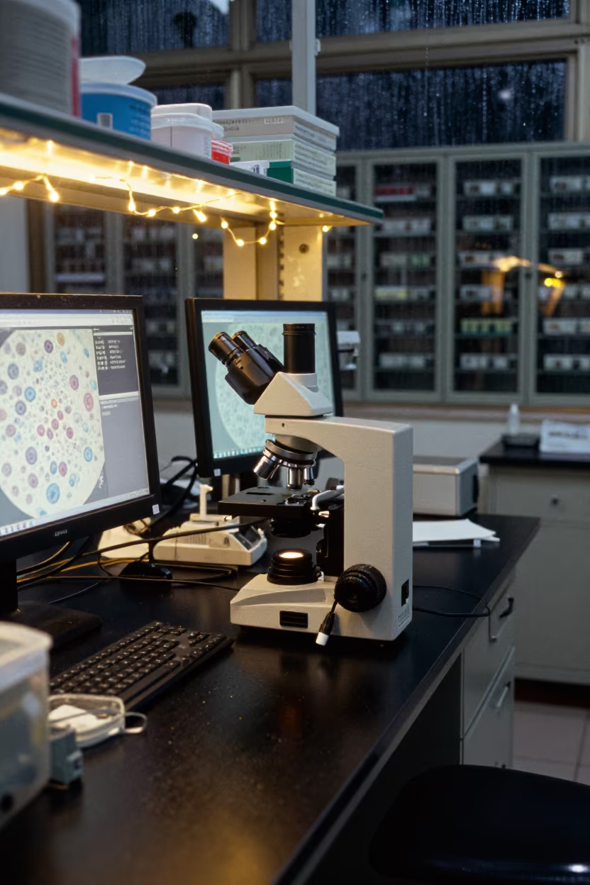 Microscopy Lab Late Night Specimen Archive Nanning in in a specimen archive room near Nanning