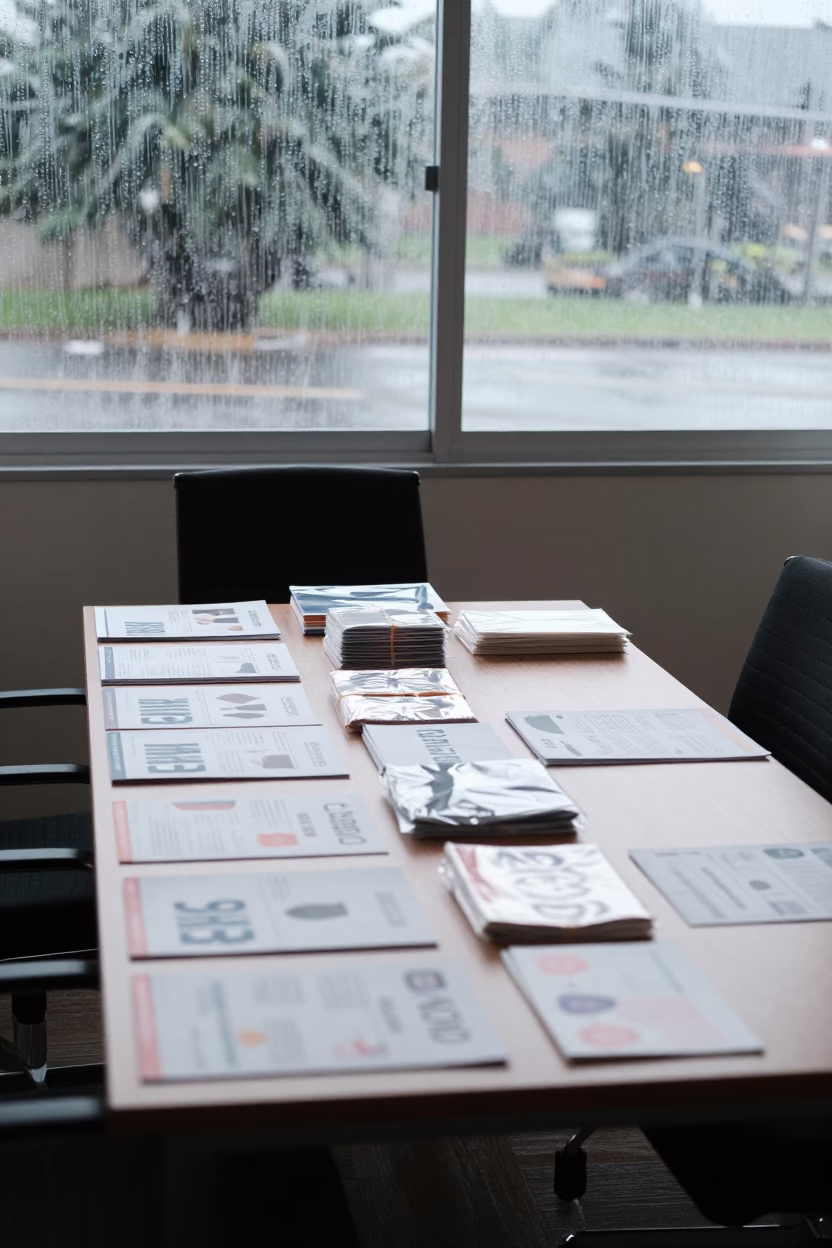 Midday Boardroom Gift Table Before Meeting in at a boardroom table before a meeting near Chimoio