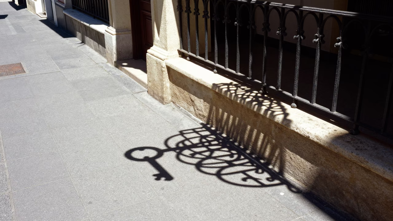 Midday Cape Town Street Scene with Wicker Shadow and Key Bowl Detail in in Cape Town, South Africa