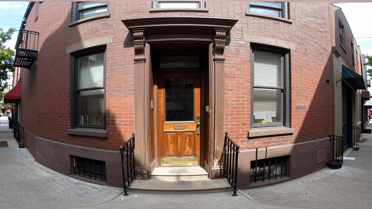 Midday Chicago Street Scene with Vintage Doorframe and Lived-In Details in in Chicago, Illinois, United States