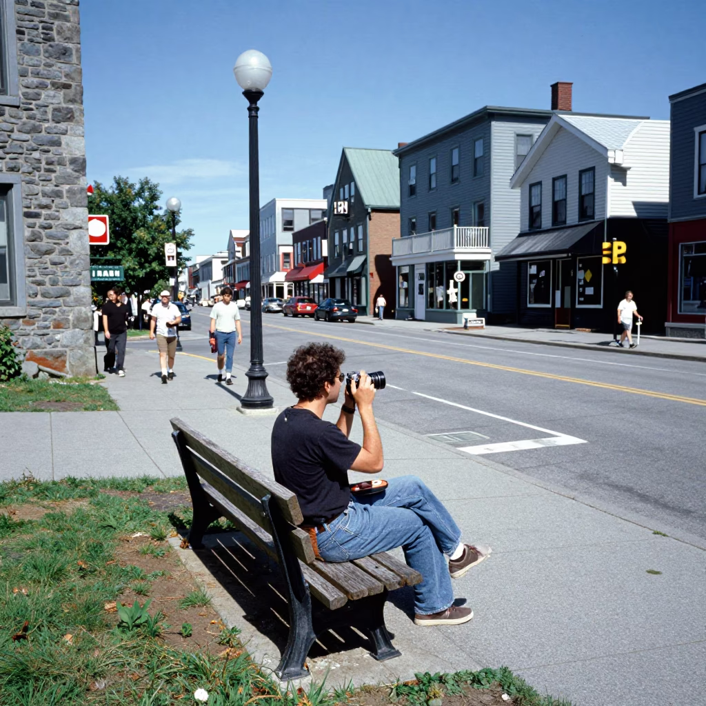 Midday Halifax Nova Scotia Street Scene with Vintage Camera and Local Details in in Halifax, Nova Scotia, Canada