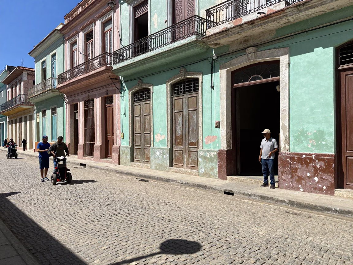Midday Havana Street Scene with Tool Caddies and Local Life in Cuba in in Havana, Cuba