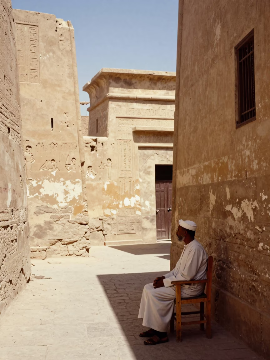Midday Heat and Nubian Architecture in Luxor Egypt Street Scene in in Luxor, Egypt