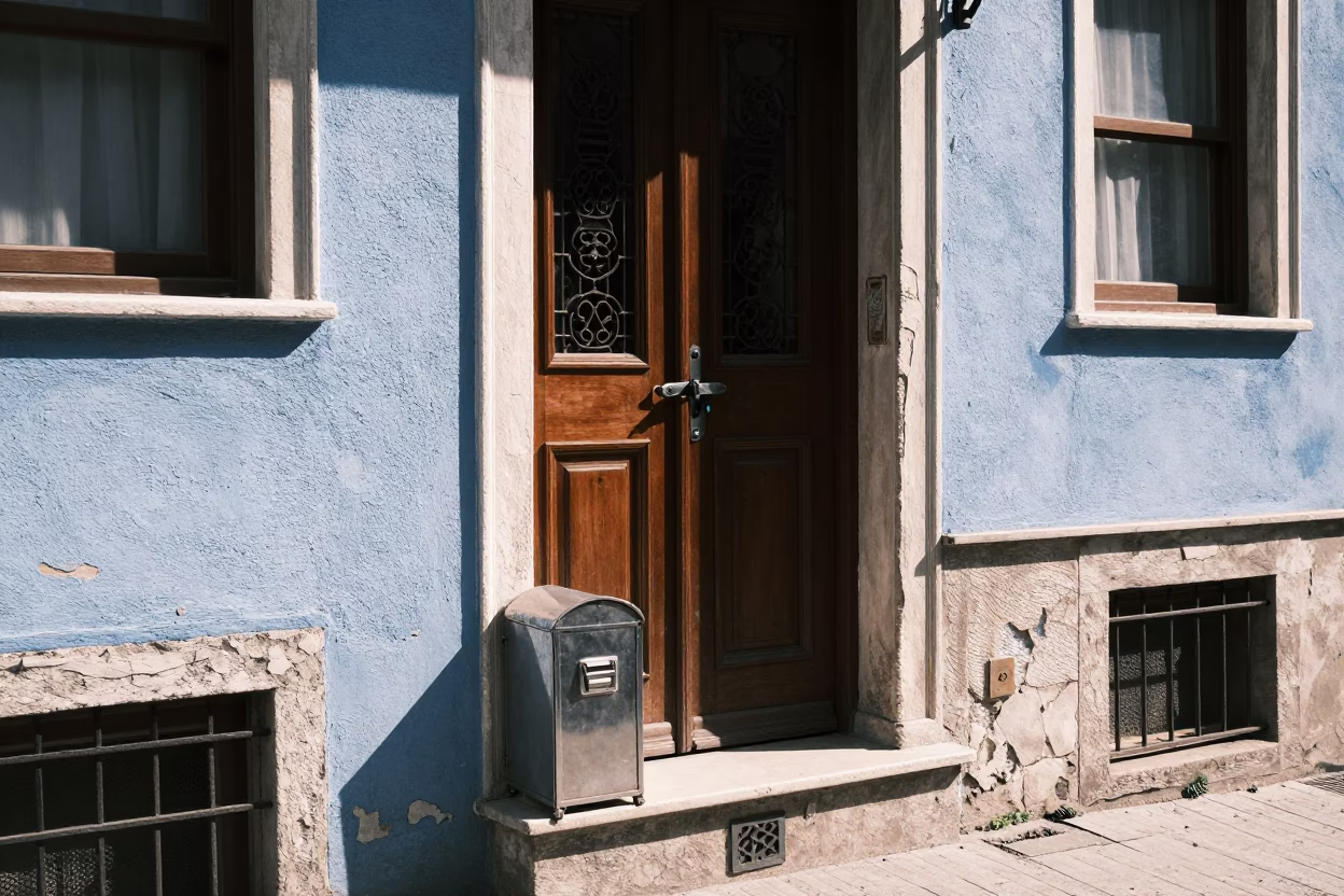 Midday Istanbul Street Scene with Breadbox and Door Latch Details in in Istanbul, Turkey