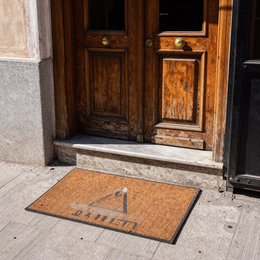 Midday Istanbul Street Scene with Doormat and Brass Hardware Details in in Istanbul, Turkey