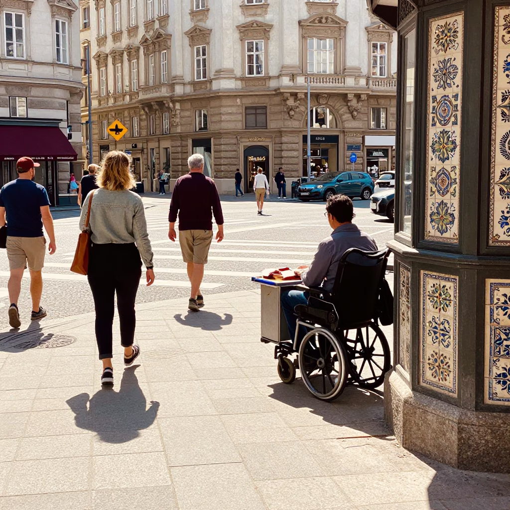 Midday Life in Vienna at Midday Light in in Vienna, Austria
