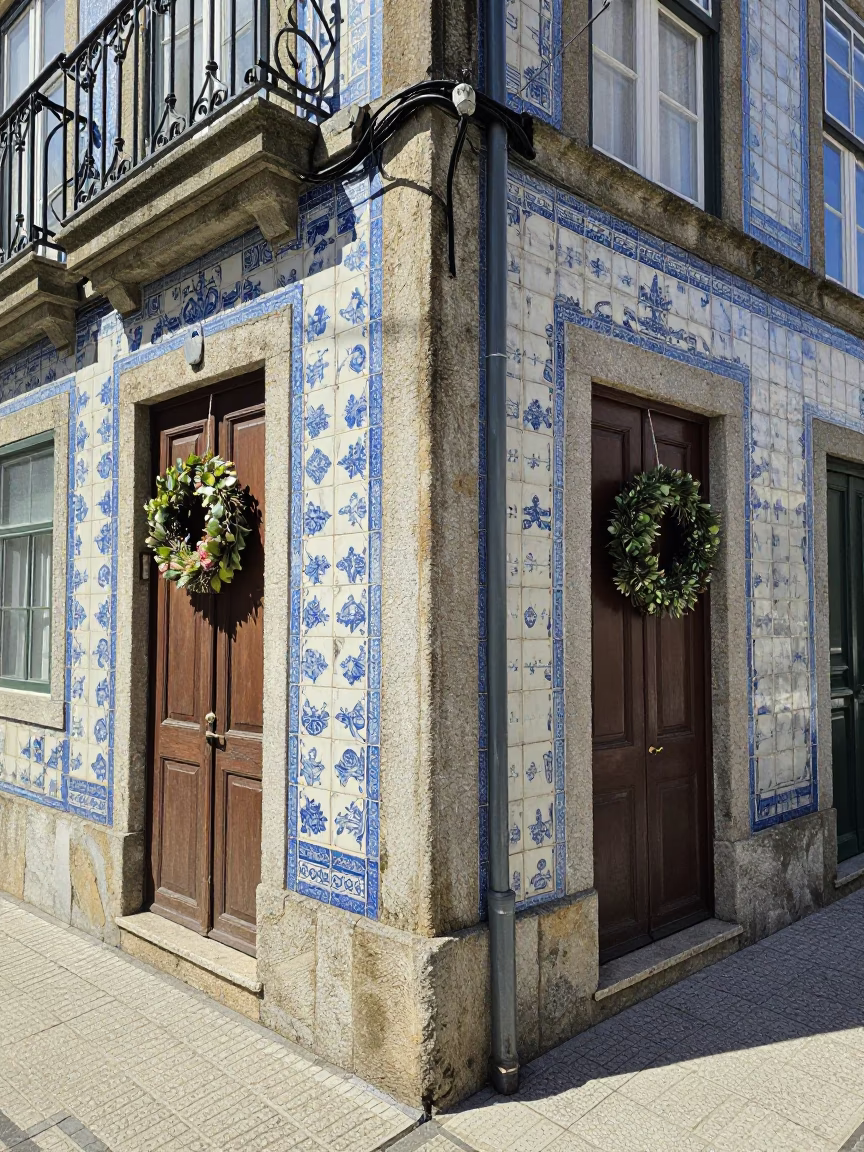 Midday Light on Blue Tiles in Porto in in Porto, Portugal