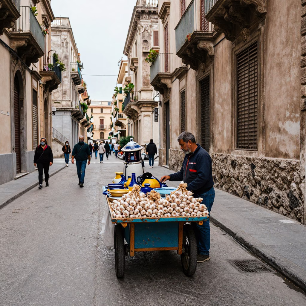 Midday Light on Ceramics in in Palermo, Italy