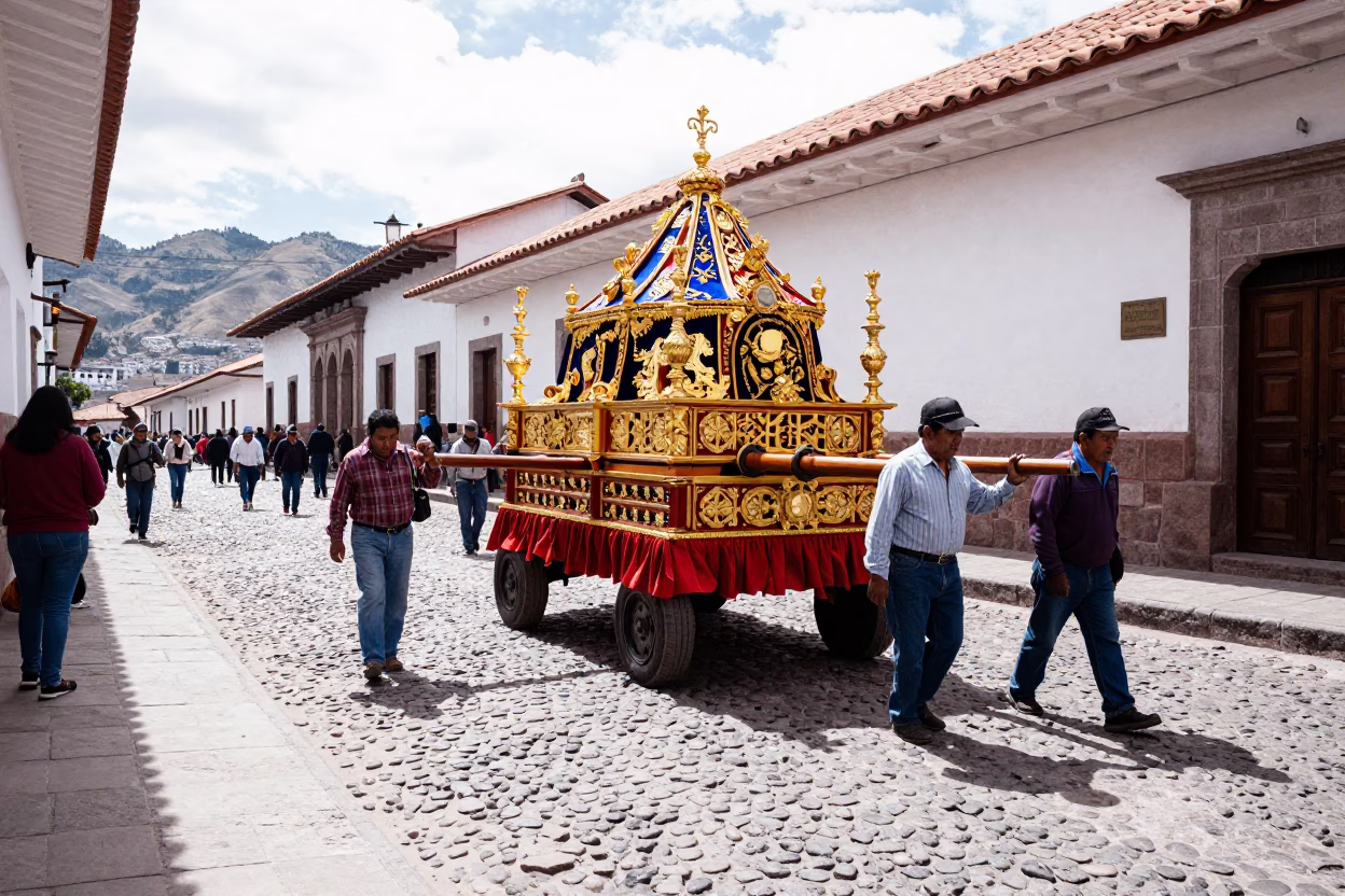 Midday Light on Cobblestone Streets in Cusco in in Cusco, Peru