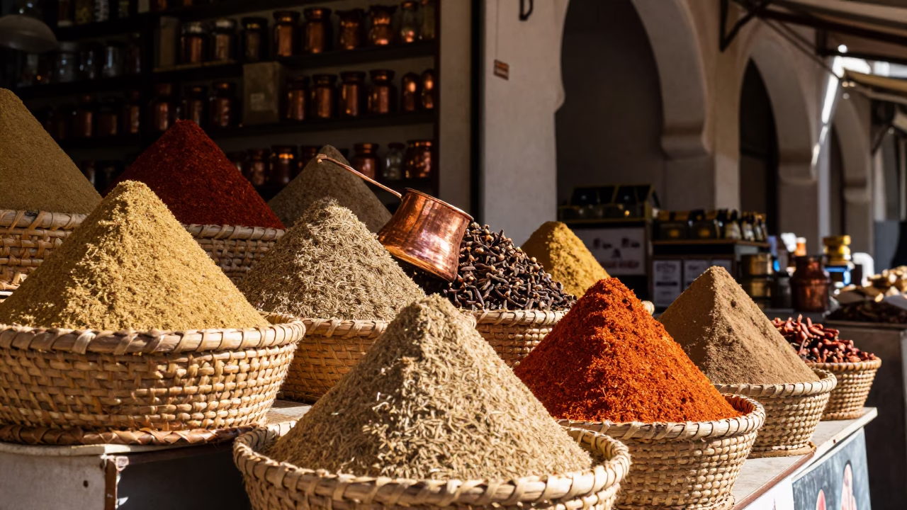Midday Light on Copperware in Tunis in in Tunis, Tunisia