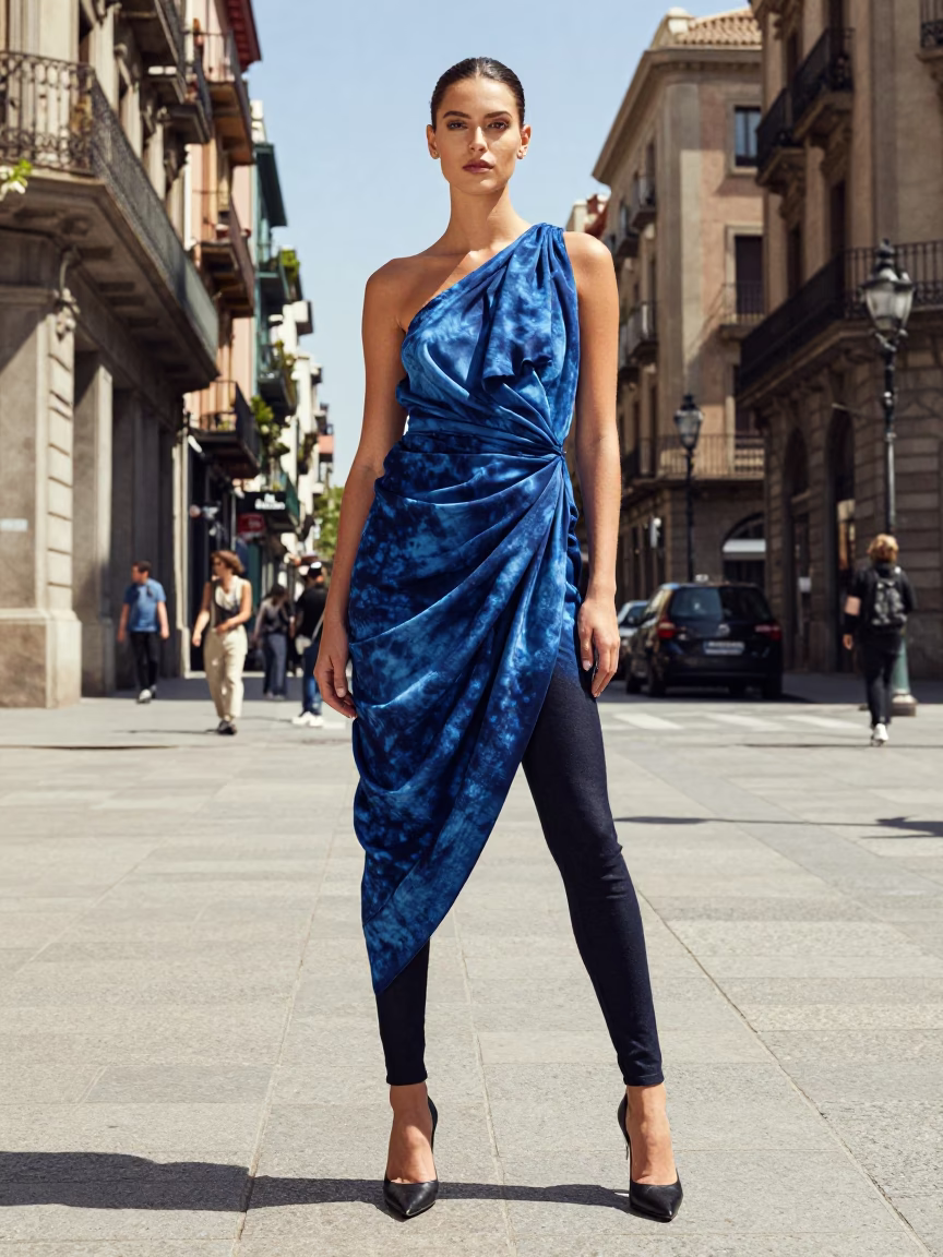 Midday Light on Fashion Model in Barcelona in in Barcelona, Spain