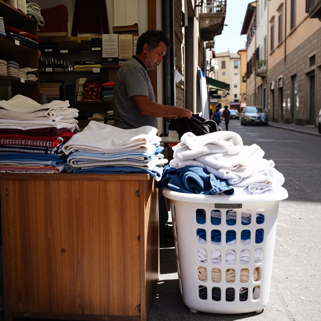 Midday Light on Laundry Items in Milan in in Milan, Italy