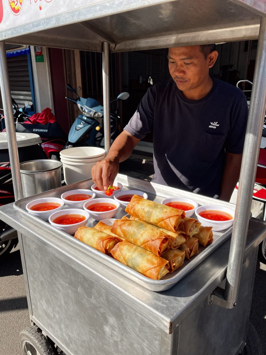 Midday Light on Local Dishes in Denpasar in in Denpasar, Indonesia