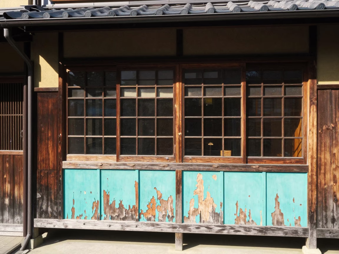 Midday Light on Machiya Exterior in Kyoto in in Kyoto, Japan