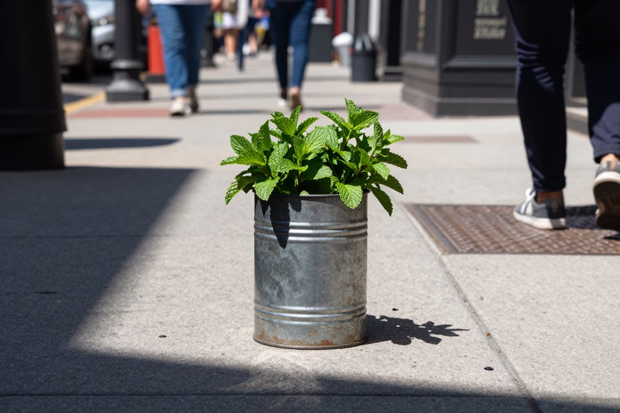 Midday Light on Mint Leaves in Nashville in in Nashville, Tennessee, United States