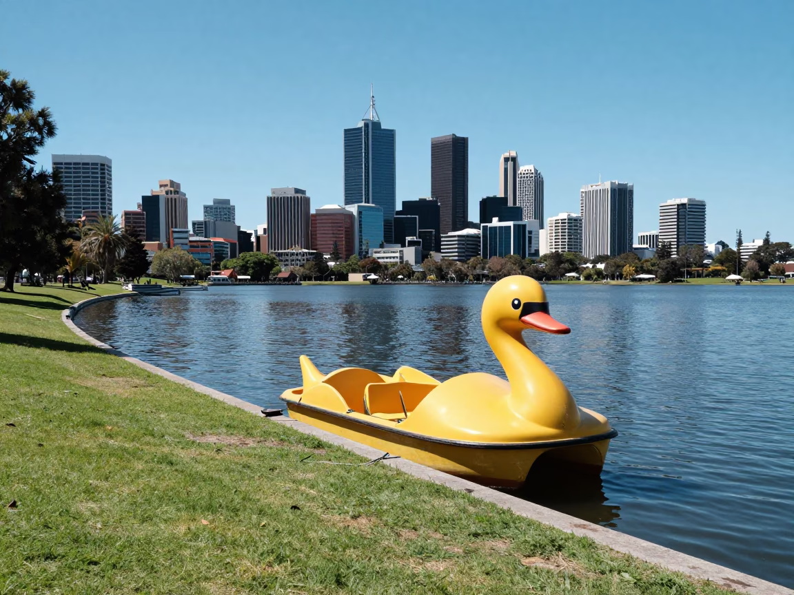 Midday Light on Park Lake in Perth in in Perth, Western Australia, Australia