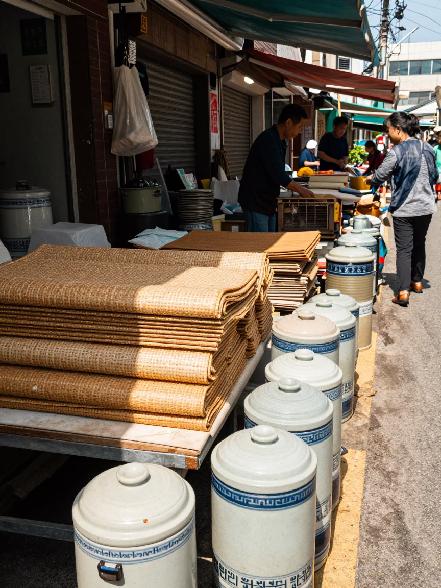 Midday Light on Storage Tins in Seoul in in Seoul, South Korea