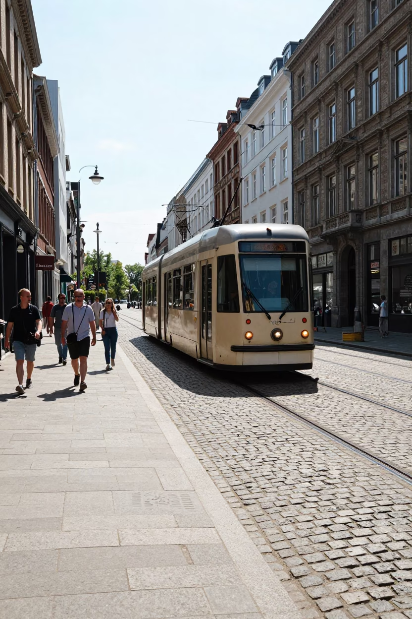 Midday Light on Street Scene in Brussels in in Brussels, Belgium