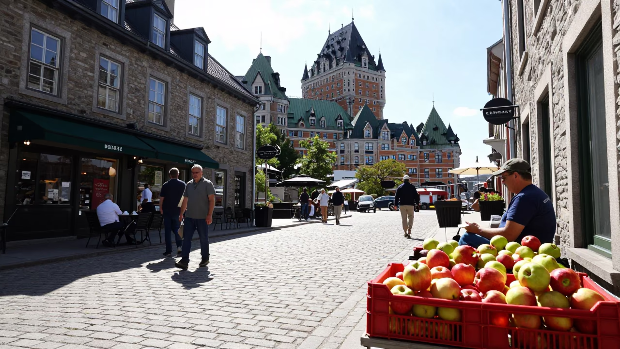 Midday Light on Street Scene in Quebec City in in Quebec City, Quebec, Canada