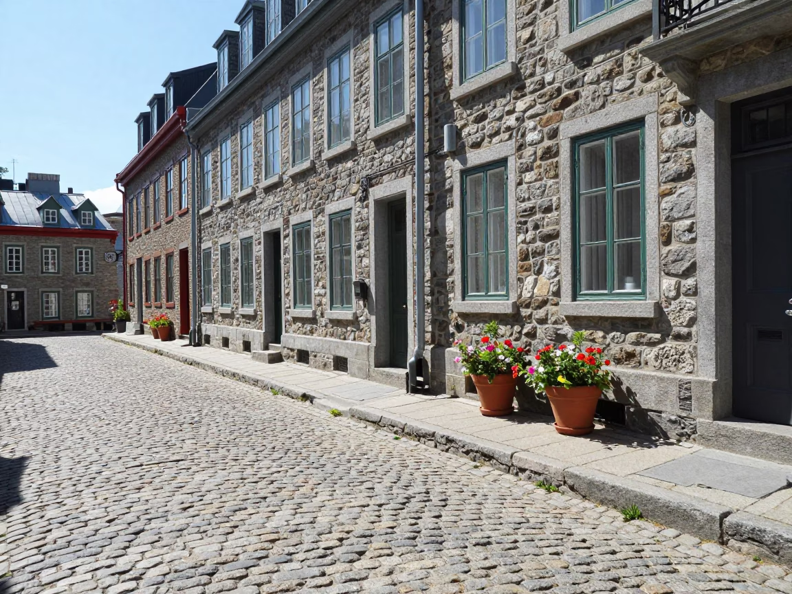 Midday Light on Street Scene in Quebec City in in Quebec City, Quebec, Canada