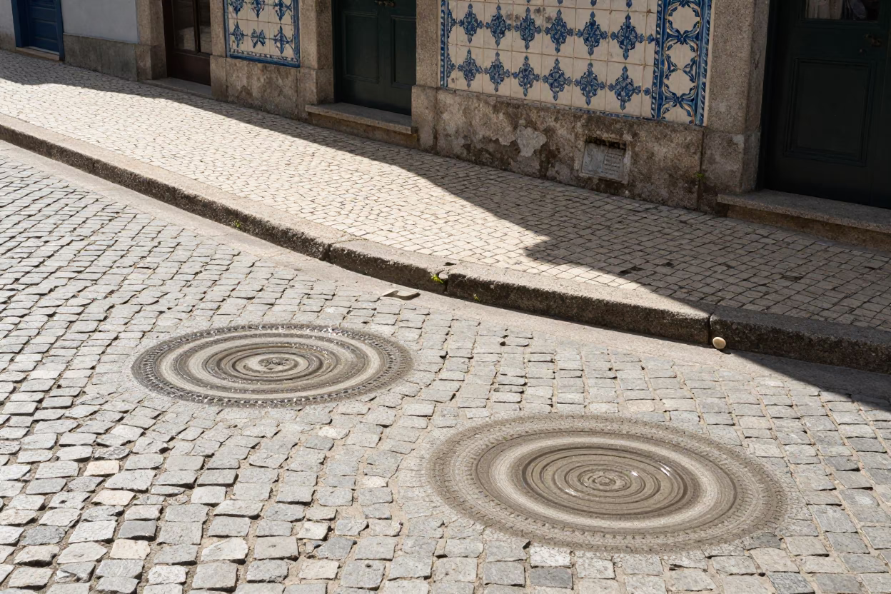 Midday Light on Water Rings in Porto in in Porto, Portugal