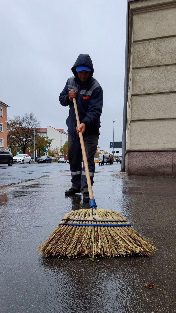 Midday Light on Worker in Berlin in in Berlin, Germany