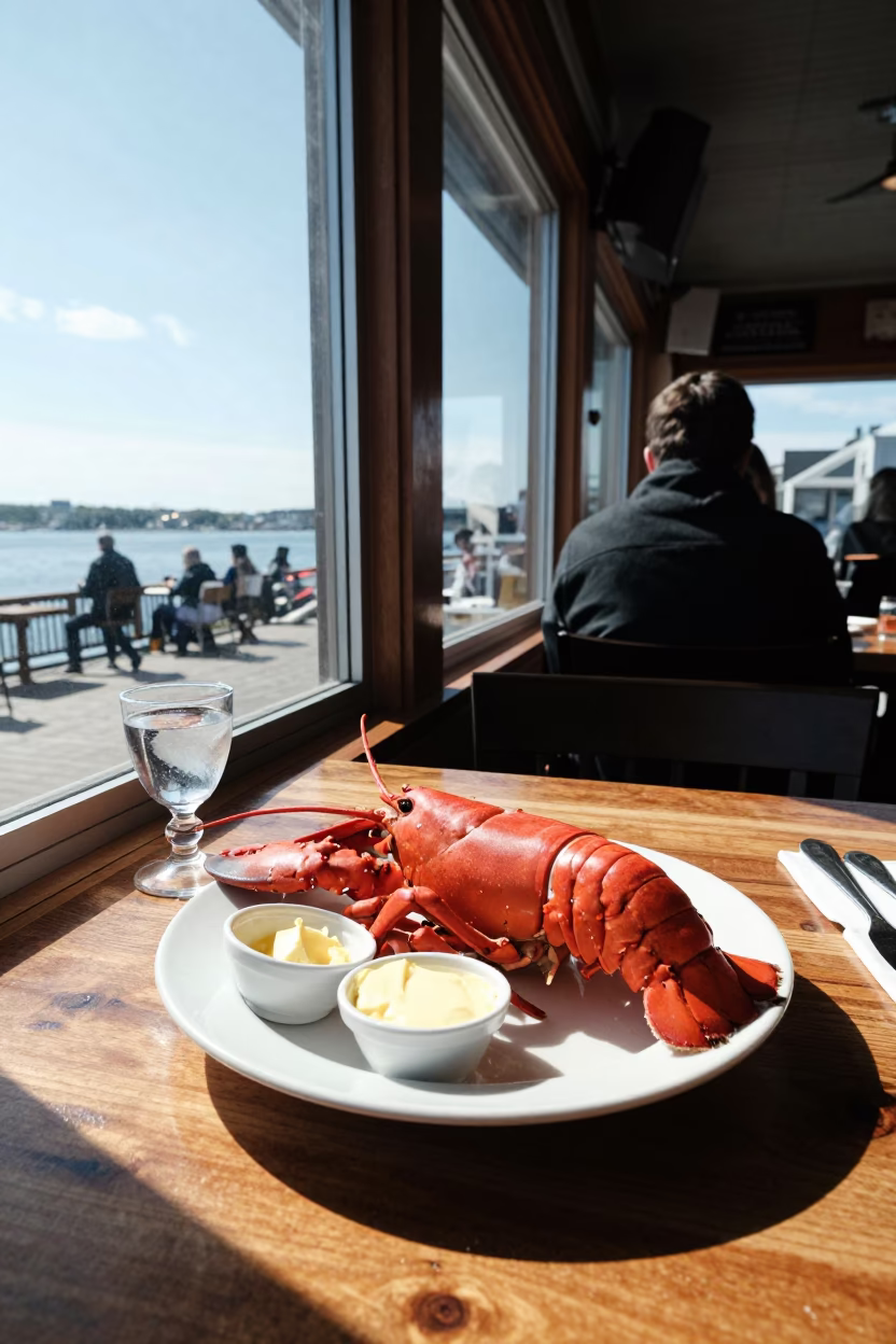 Midday Lobster Dinner at Waterfront Restaurant in Halifax Nova Scotia Canada in in Halifax, Nova Scotia, Canada