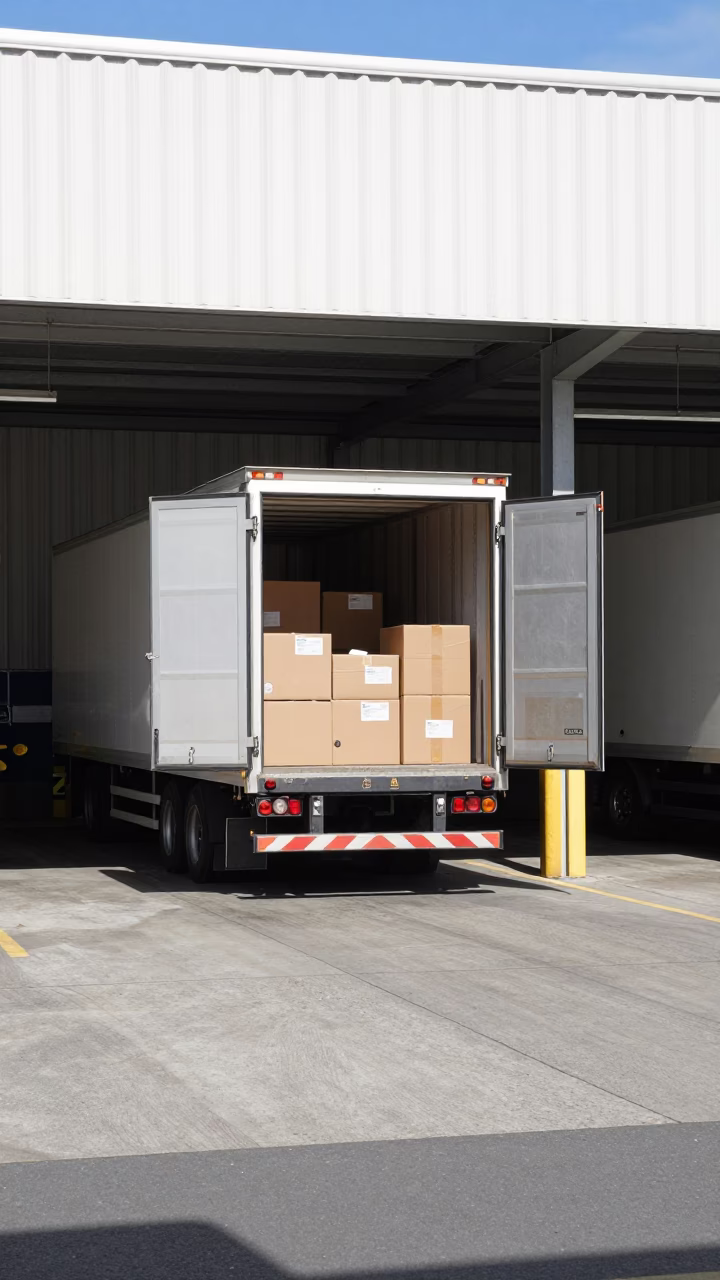 Midday Melbourne Loading Dock Semi-Trailer Delivery Scene Victoria Australia in in Melbourne, Victoria, Australia