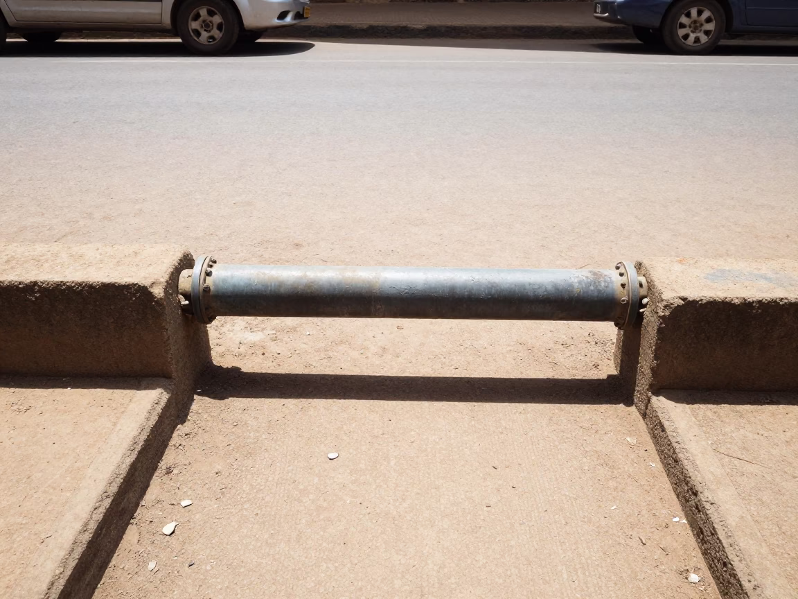 Midday Nairobi Street Scene with District Heating Pipe and Urban Life in in Nairobi, Kenya
