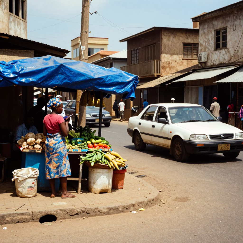 Midday Nairobi Street Scene with Vibrant Colors and Local Details in in Nairobi, Kenya