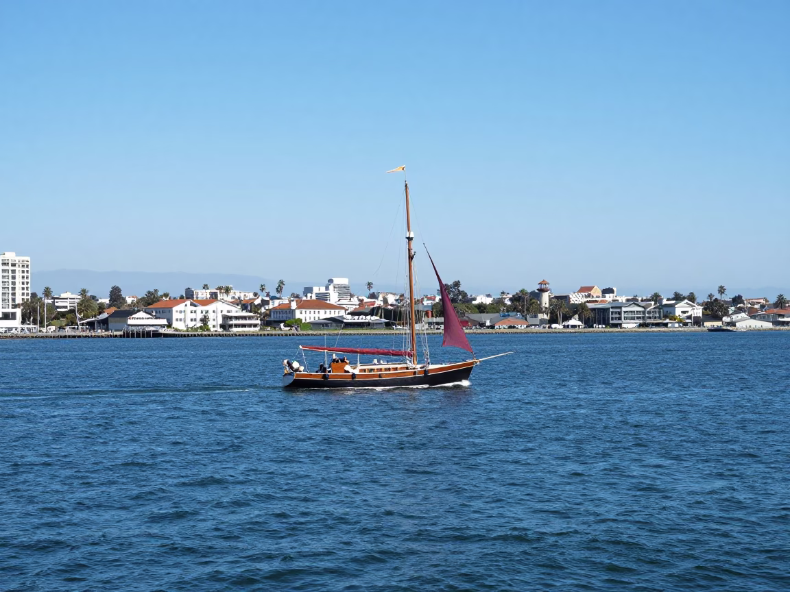 Midday Sailboat in San Diego at Midday Light in in San Diego, California, United States