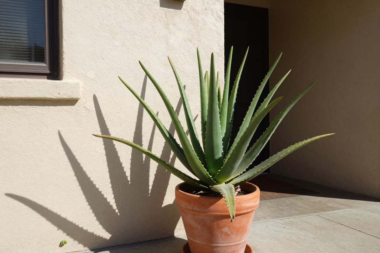 Midday San Diego Street Scene with Aloe Vera Plant and Local Architecture in in San Diego, California, United States