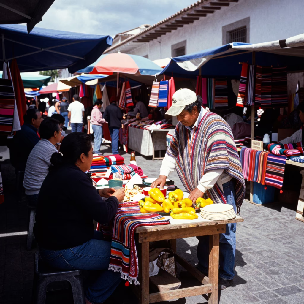 Midday Scene in Quito at Midday Light in in Quito, Ecuador